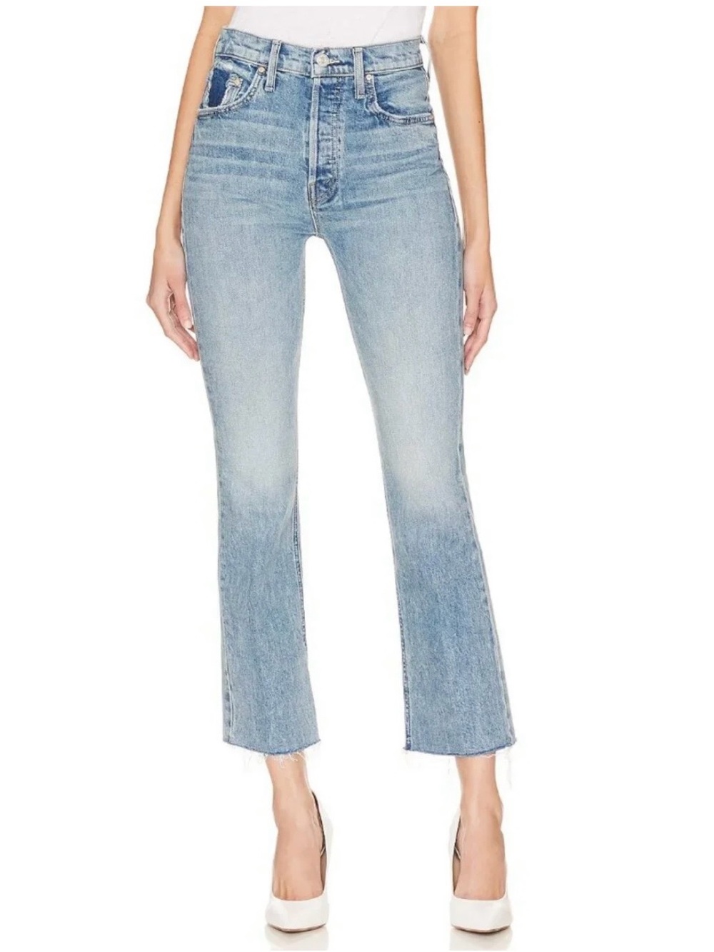 Mother Tripper Flood Fray in Left In The Dust Denim Jeans Size 27